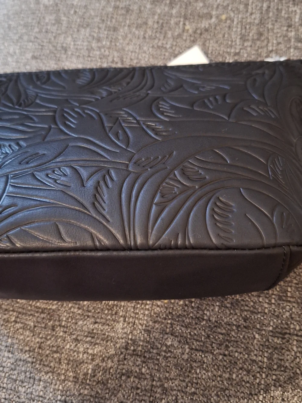 The Sak Black Embossed Leather Cosmetic Case